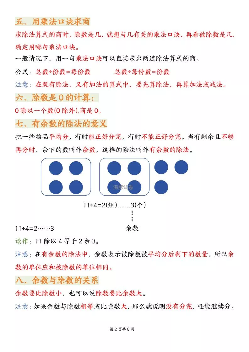 二年级下数学期末复习知识点汇总《沪教版》_抖汇吧