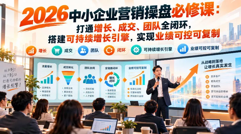 2026中小企业营销操盘必修课：打通增长、成交、团队全闭环，搭建可持续增长引擎，实现业绩可控可复制_抖汇吧
