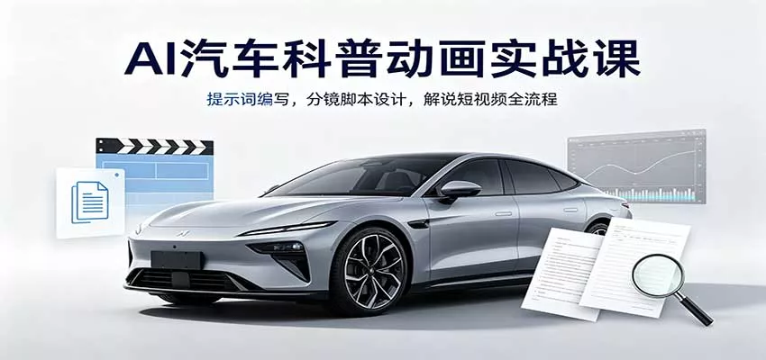 AI汽车科普动画实战课：提示词编写，分镜脚本设计，解说短视频全流程_抖汇吧