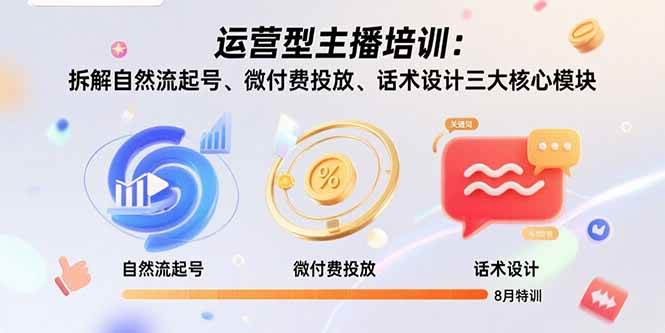 （15654期）运营型主播培训：拆解自然流起号、微付费投放、话术设计三大核心模块-8月_抖汇吧