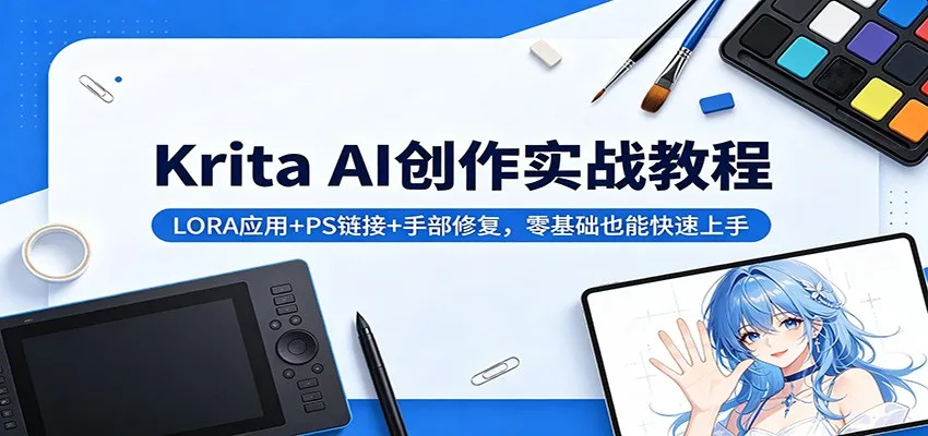 Krita AI创作实战教程：LORA应用+PS链接+手部修复，零基础也能快速上手_抖汇吧