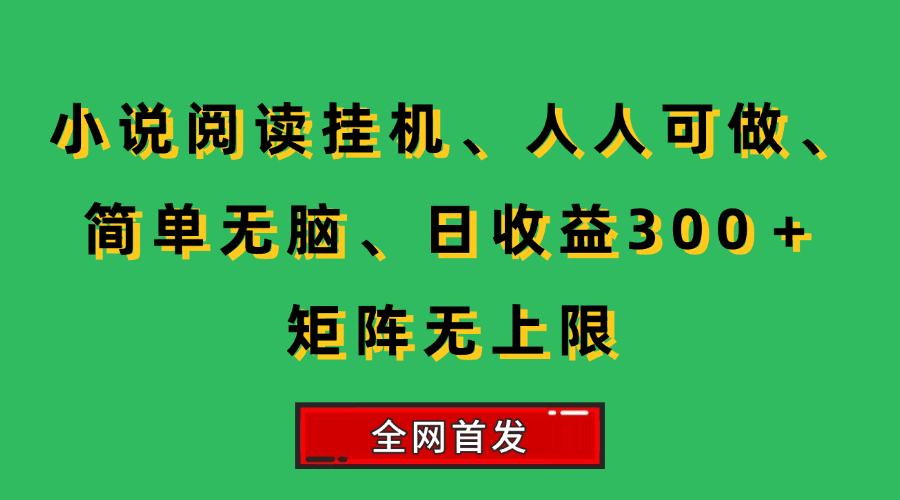 （15413期）小说挂机阅读，人人可做，简单无脑，一天收益300＋矩阵无限上_抖汇吧