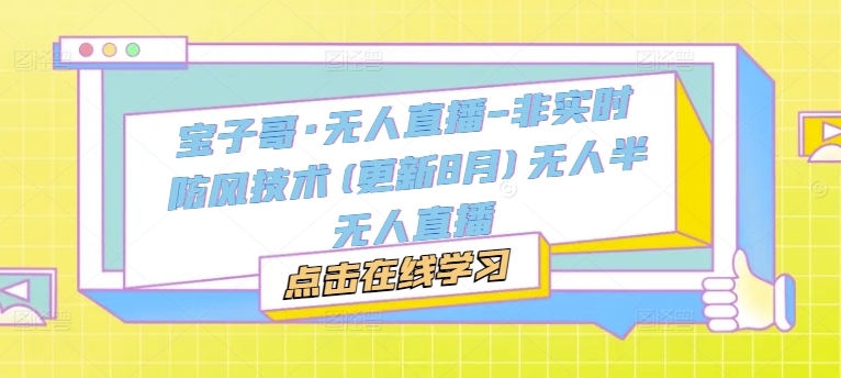 宝子哥·无人直播-非实时防风技术(更新25年7月)无人半无人直播_抖汇吧