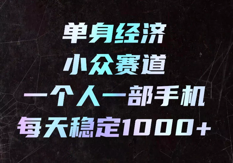 单身经济小众赛道，一个人一部手机，每天稳定1000+，长期可持续的赛道【揭秘】_抖汇吧