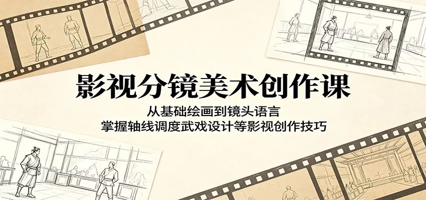 影视分镜美术创作课:从基础绘画到镜头语言,掌握轴线调度武戏设计等影视创作技巧_抖汇吧