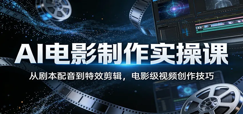 AI电影制作实操课：从剧本配音到特效剪辑，电影级视频创作技巧_抖汇吧