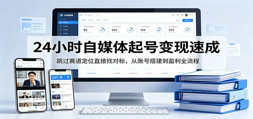 24小时自媒体起号变现速成，跳过赛道定位直接找对标，从账号搭建到盈利全流程_抖汇吧