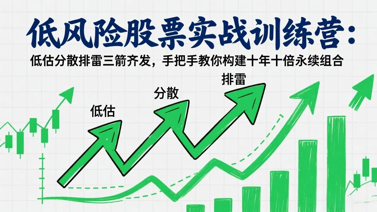 低风险股票实战训练营：低估分散排雷三箭齐发，手把手教你构建十年十倍永续组合_抖汇吧