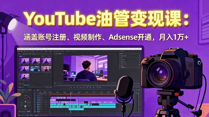 2025YouTube油管变现课：涵盖账号注册、视频制作、Adsense开通，月入1万+_抖汇吧