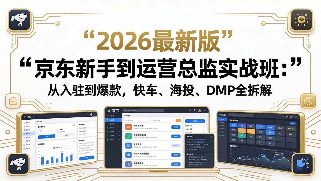 京东新手到运营总监实战班：从入驻到爆款，快车、海投、DMP全拆解，2026最新版_抖汇吧