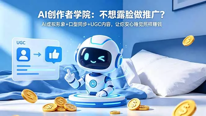 AI创作者学院：不想露脸做推广？AI虚拟形象+口型同步+UGC内容，让你安心睡觉照样赚钱_抖汇吧