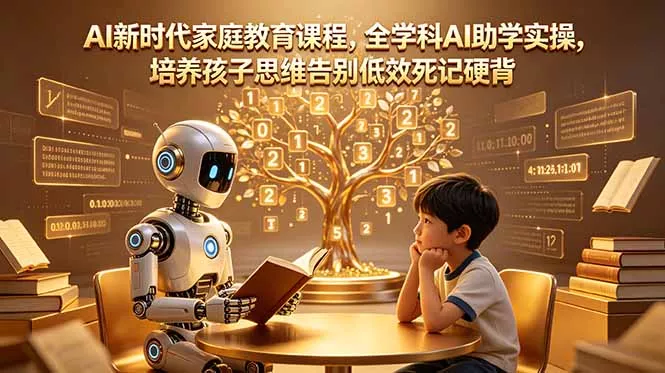 AI新时代家庭教育课程，全学科AI助学实操，培养孩子思维告别低效死记硬背_抖汇吧