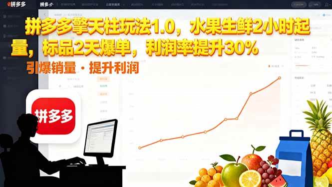 （16429期）拼多多 擎天柱玩法1.0，水果生鲜2小时起量，标品2天爆单，利润率提升30%_抖汇吧