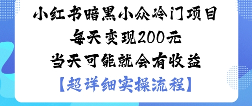 小红书暗黑小众冷门项目每天变现2张当天可能就会有收益_抖汇吧