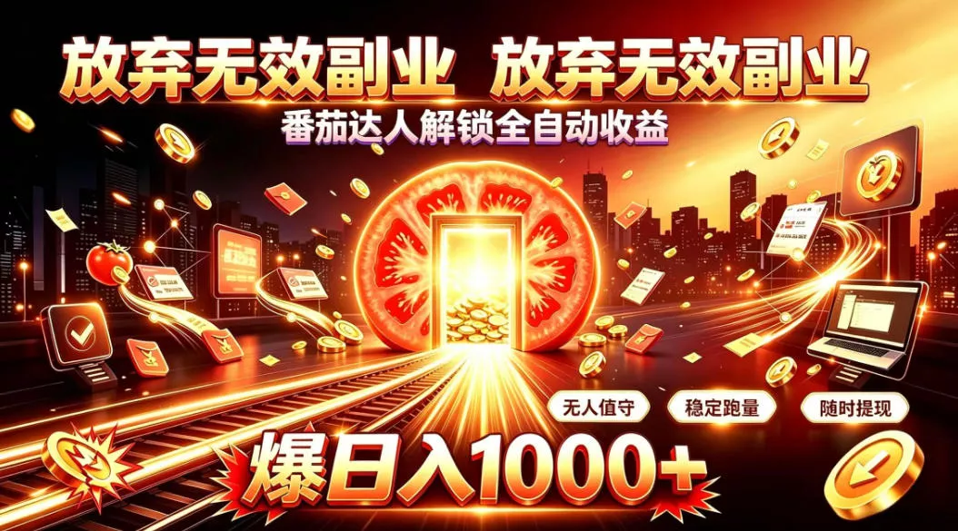 放弃无效副业，番茄达人解锁全自动收益，日入1k+，门槛最低的线上轻资产项目【揭秘】_抖汇吧