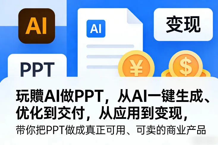 玩賺AI做PPT，从AI一键生成、优化到交付，从应用到变现，带你把PPT做成真正可用、可卖的商业产品(更新0421)_抖汇吧