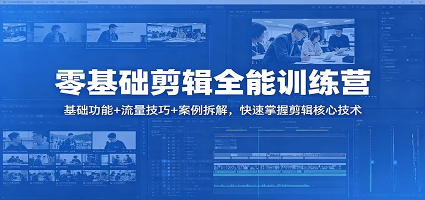 零基础剪辑全能训练营：基础功能+流量技巧+案例拆解，快速掌握剪辑核心技术_抖汇吧