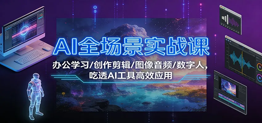 AI全场景实战课：办公学习/创作剪辑/图像音频/数字人，吃透AI工具高效应用_抖汇吧
