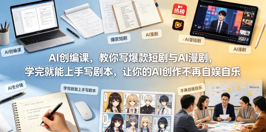 AI创编课，教你写爆款短剧与AI漫剧，学完就能上手写剧本，让你的AI创作不再自娱自乐(更新0521)_抖汇吧