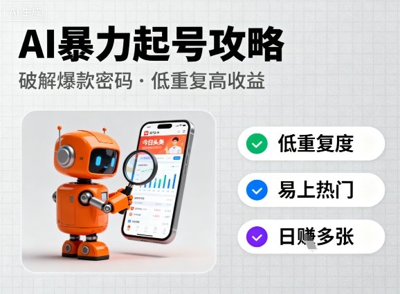 今日头条新玩法，AI暴力起号，重复度低，更容易爆，日入多张_抖汇吧