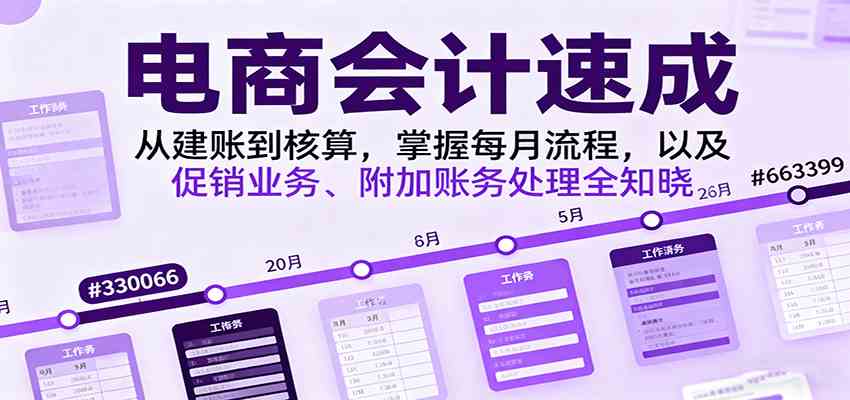 电商会计速成，从建账到核算，掌握每月流程，以及促销业务、附加账务处理全知晓_抖汇吧