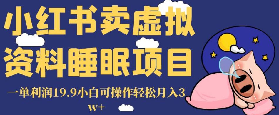 小红书卖虚拟资料睡眠项目，一单利润19.9小白可操作轻松月入3W+【揭秘】_抖汇吧