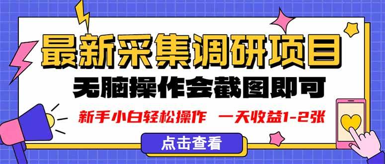 （16155期）新版采集调研项目，截图上传即可，无脑操作，日收益1-2张_抖汇吧