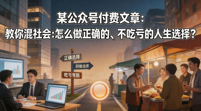 某公众号付费文章：教你混社会：怎么做正确的、不吃亏的人生选择？_抖汇吧