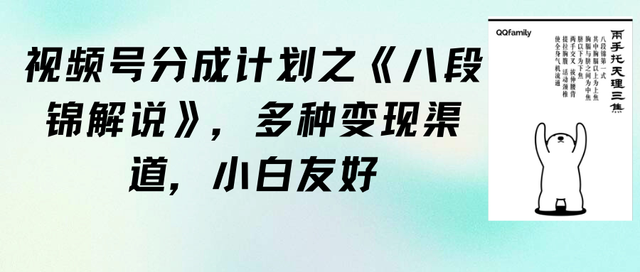 视频号分成计划之《八段锦解说》，多种变现渠道，小白友好（教程+素材）_抖汇吧