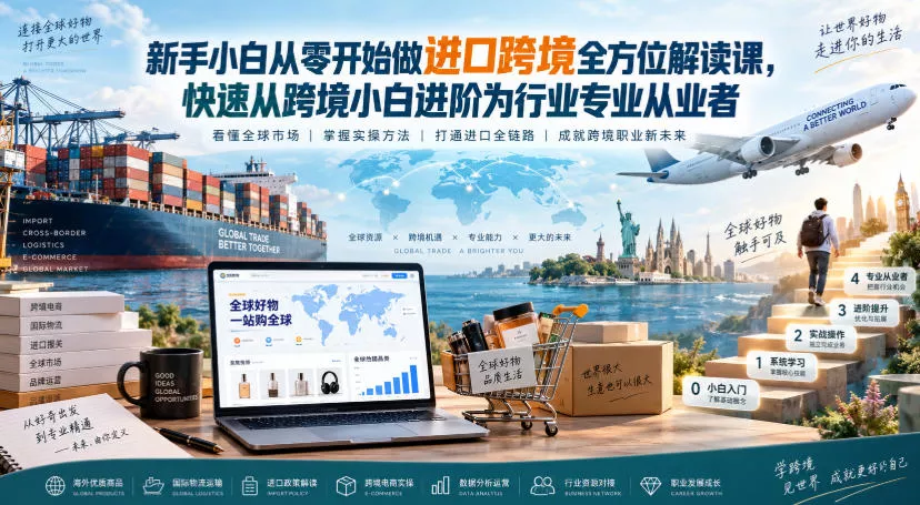 新手小白从零开始做进口跨境全方位解读课，快速从跨境小白进阶为行业专业从业者_抖汇吧