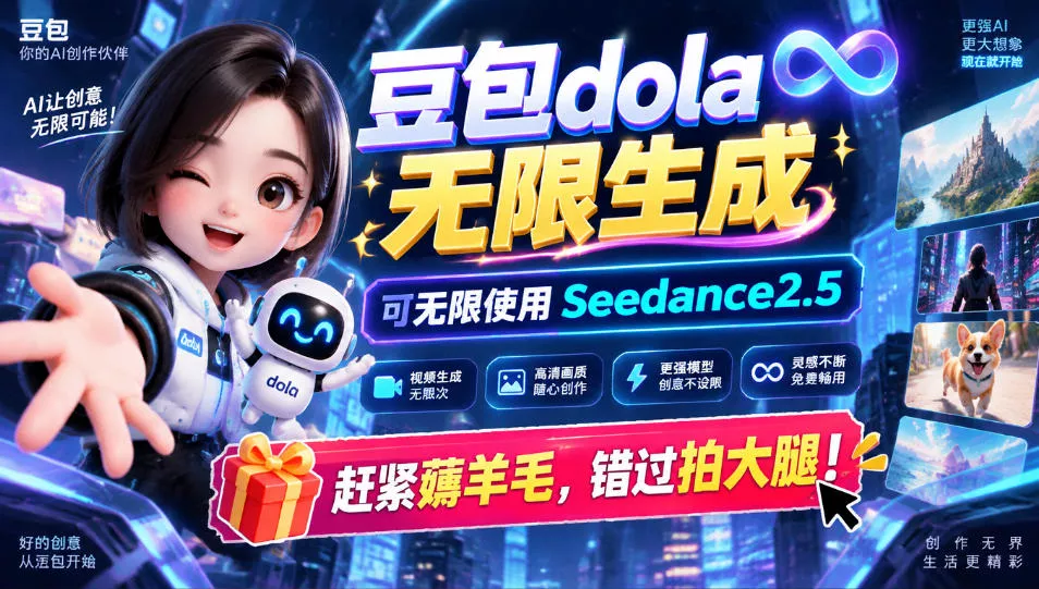 1029最新豆包dola无限生成技术，可以无限生成sseedance2.5，赶紧薅羊毛，和谐拍大腿_抖汇吧