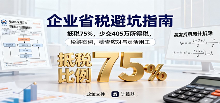 企业省税避坑指南：抵税75%，少交405万所得税，税筹案例，稽查应对与灵活用工_抖汇吧