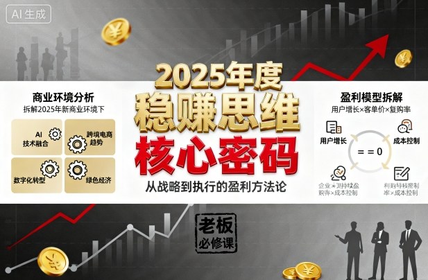 2025年度稳賺思维老板创业营，拆解2025年新商业环境下，企业实现持续盈利的核心密码_抖汇吧