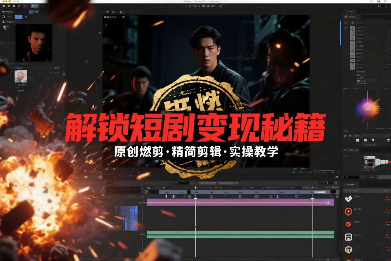 短剧拉新之原创燃剪精简剪辑实操课，解锁短剧变现秘籍_抖汇吧