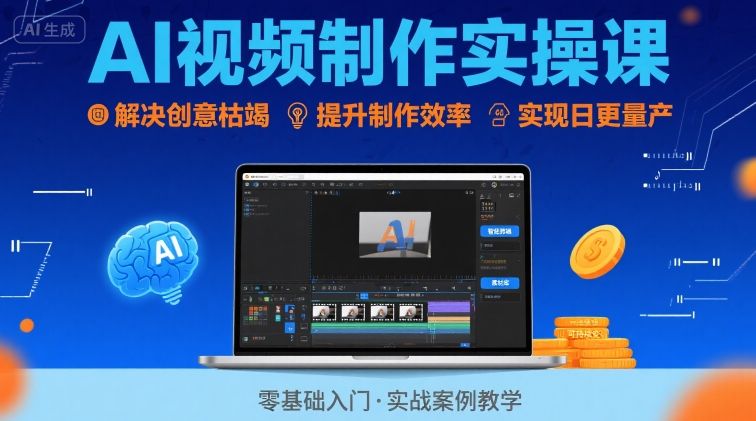 Ai视频制作实操课，解决创意枯竭、效率低下痛点，实现日更量产可持续变现_抖汇吧