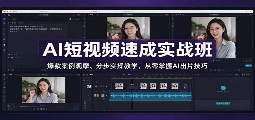 AI短视频速成实战班：爆款案例观摩、分步实操教学，从零掌握AI出片技巧_抖汇吧