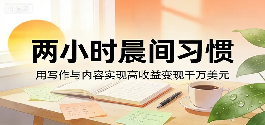 付费文章：两小时晨间习惯，用写作与内容实现高收益变现千万美元_抖汇吧