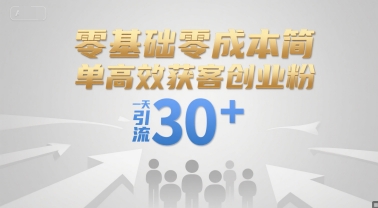零基础零成本简单高效获客创业粉，一天引流30+_抖汇吧