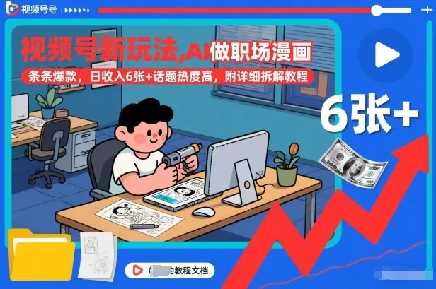 视频号新玩法，AI做职场漫画，条条爆款，日收入6张+话题热度高，附详细拆解教程_抖汇吧