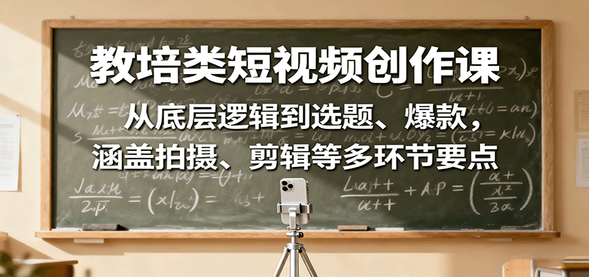 教培类短视频创作课：从底层逻辑到选题、爆款，涵盖拍摄、剪辑等多环节要点_抖汇吧
