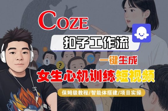 COZE扣子工作流一键生成女生心机训练短视频，保姆级教程-智能体搭建-项目实操_抖汇吧