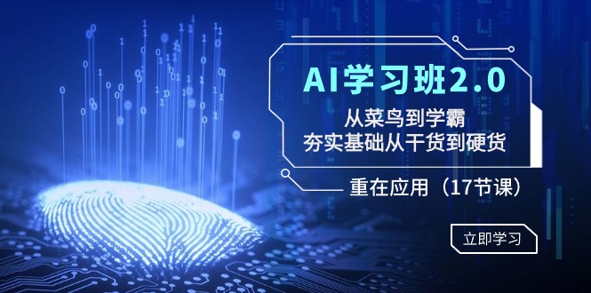 图片[1]-2024年AI学习班2.0：从菜鸟到学霸，夯实基础从干货到硬货，重在应用（17节课）