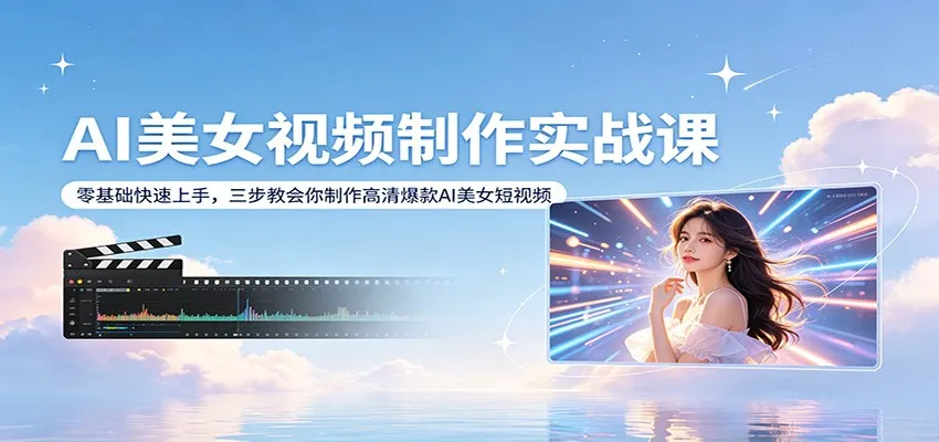 AI美女视频制作实战课：零基础快速上手，三步教会你制作高清爆款AI美女短视频_抖汇吧