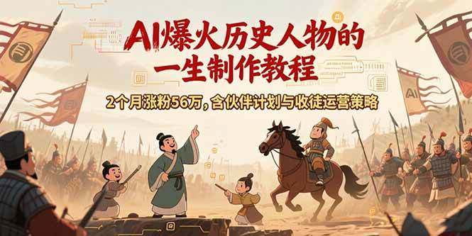 图片[1]_（15336期）AI历史人物赛道课程，2个月涨粉56万，含伙伴计划与收徒运营策略_抖汇吧