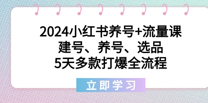 2024小红书养号+流量课：建号、养号、选品，5天多款打爆全流程_抖汇吧