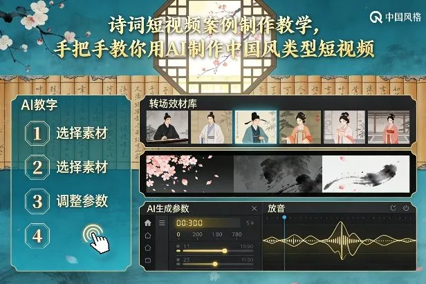 古诗词短视频案例制作教学,手把手教你用AI制作中国风类型短视频_抖汇吧