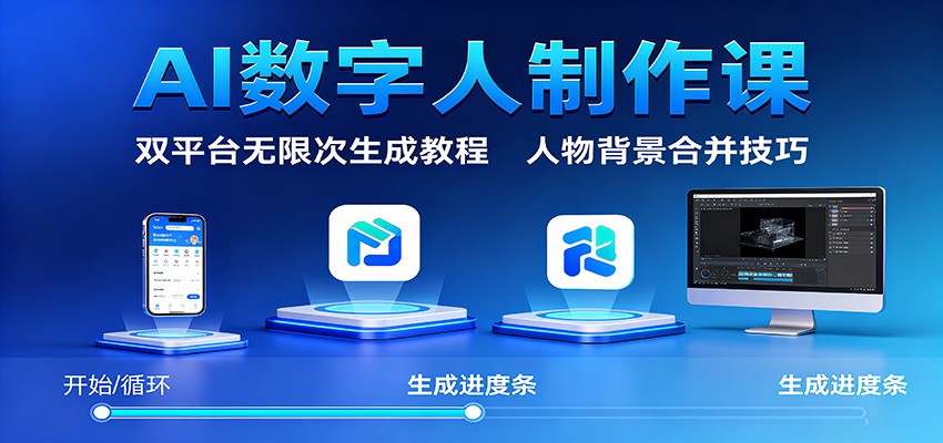 AI数字人制作课:双平台无限次生成教程,人物背景合并技巧_抖汇吧