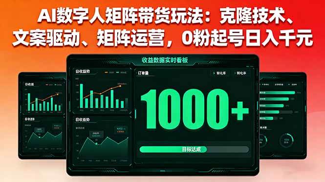 （16050期）AI数字人矩阵带货玩法：克隆技术、文案驱动、矩阵运营，0粉起号日入千元_抖汇吧