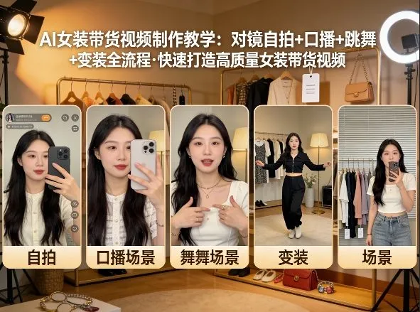 AI女装带货视频制作教学，对镜自拍、口播、跳舞、变装全流程，快速打造高质量女装带货视频_抖汇吧