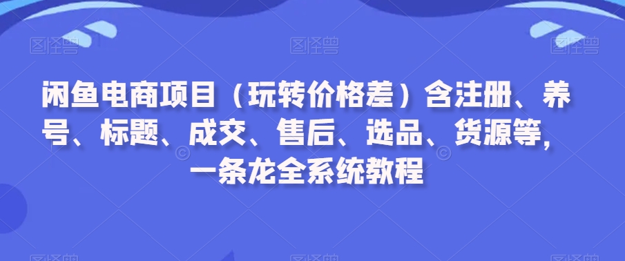 闲鱼电商项目（玩转价格差）含注册、养号、标题、成交、售后、选品、货源等，一条龙全系统教程_抖汇吧